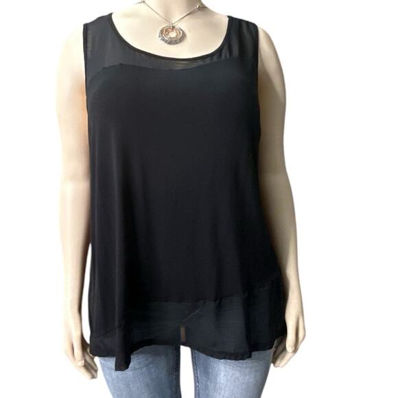 CATO Chiffon Trim Dress Tank Top Size 26/28 in Black - Picture 1 of 9